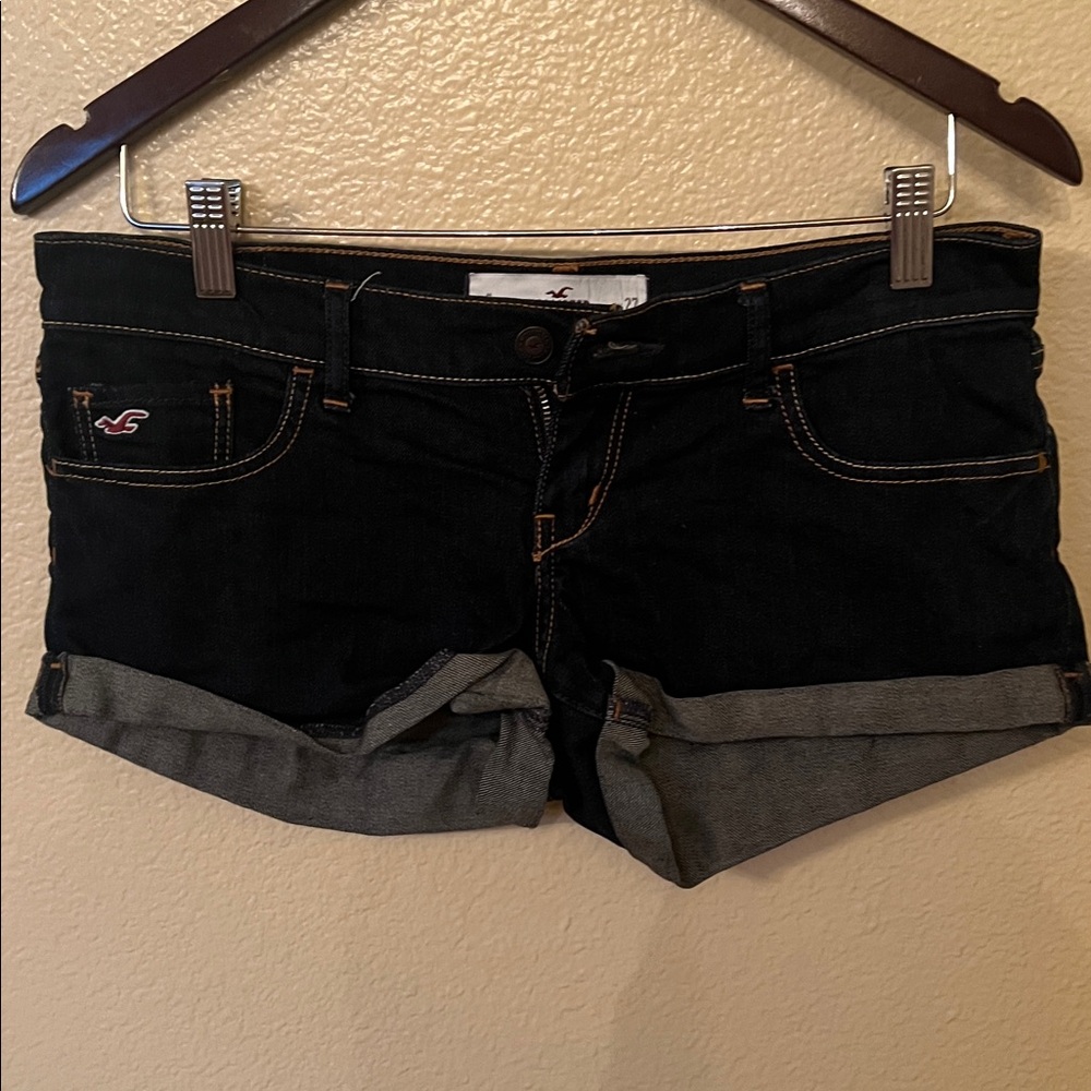 Hollister Dark Denim Shorts with Logo